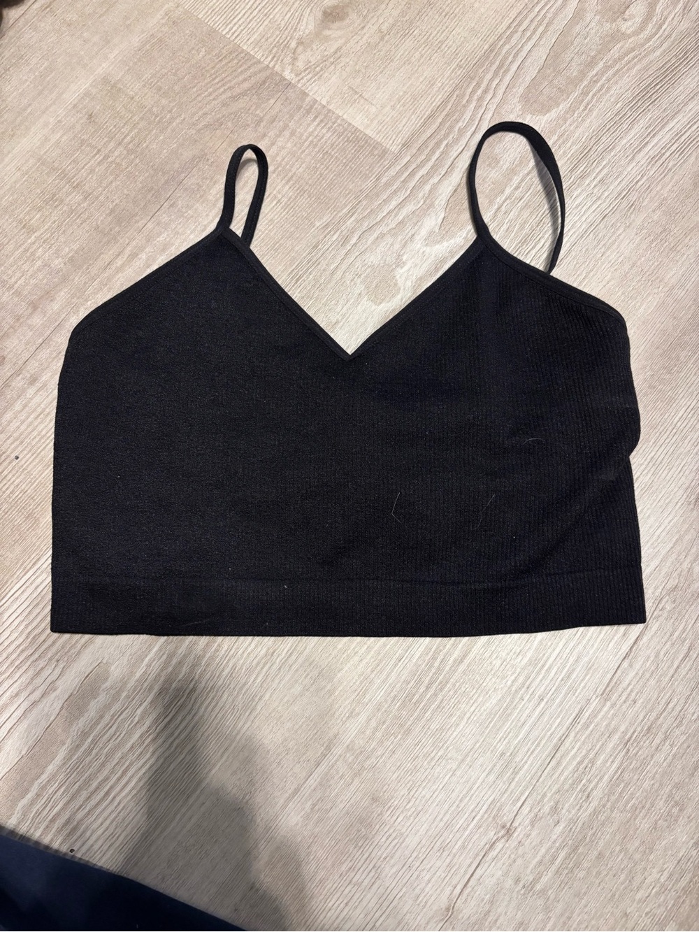 NWOT Black Ribbed Sports Crop Top